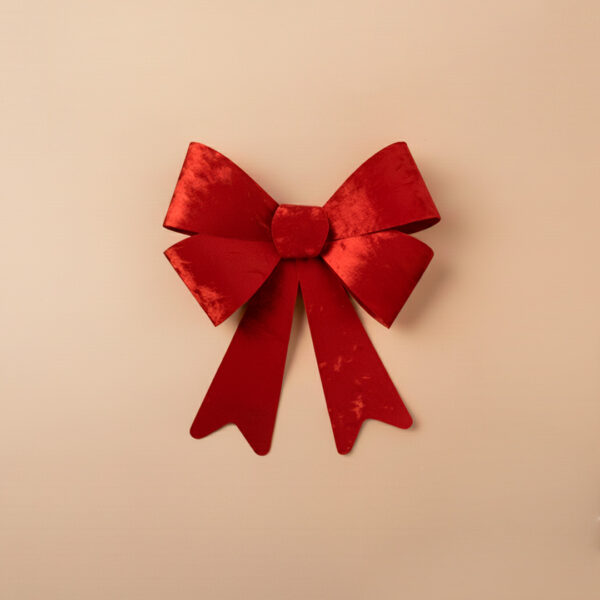 Lazo de Terciopelo Rojo para Decoración Navideña | 3 Tamaños Disponibles