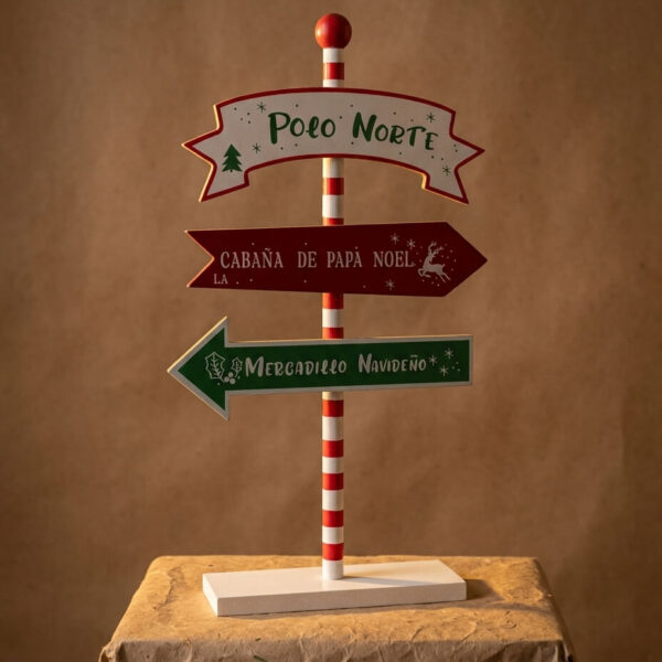 Señal Polo Norte Papá Noel de Madera
