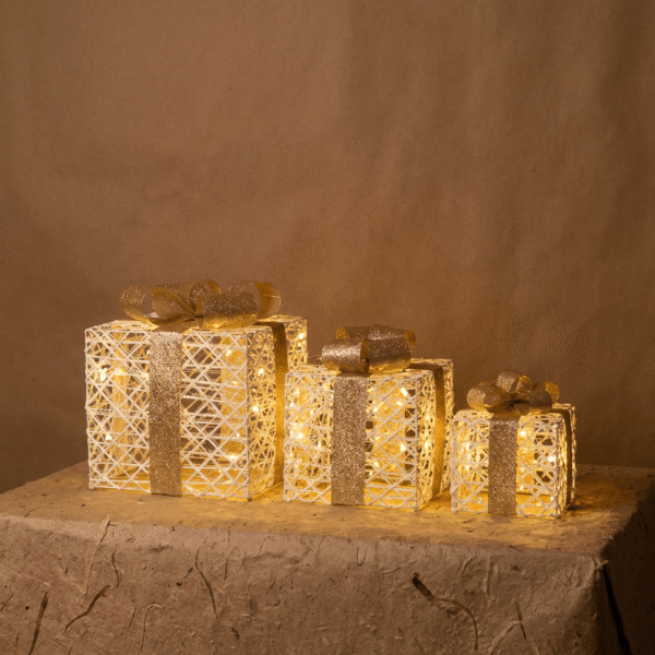 Pack 3 Cajas de Regalos con LED decorativas 1