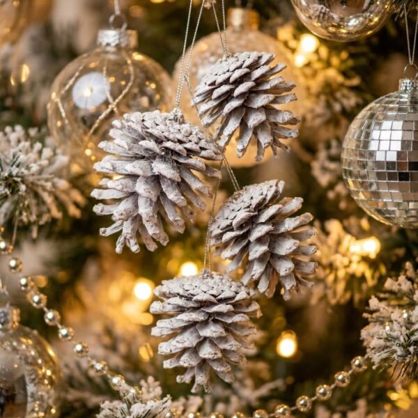 Piñas Blancas Decorativas de Navidad 2