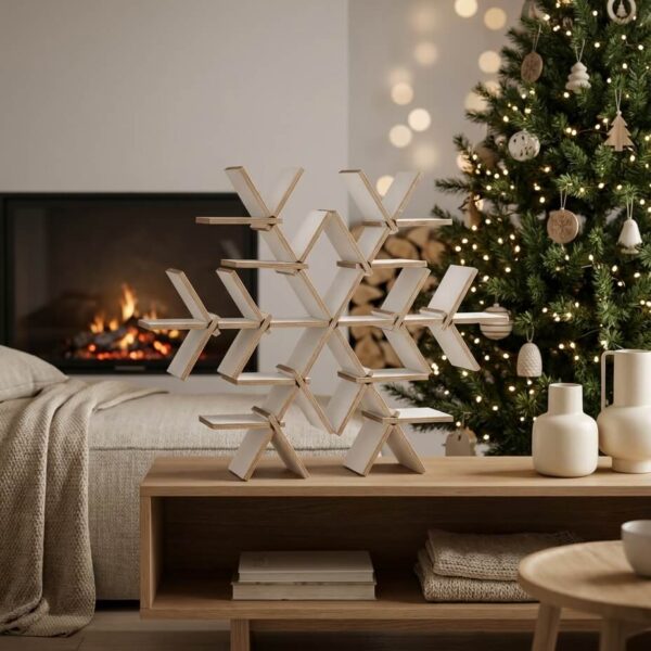 Copo de Nieve Blanco Madera Natural 2