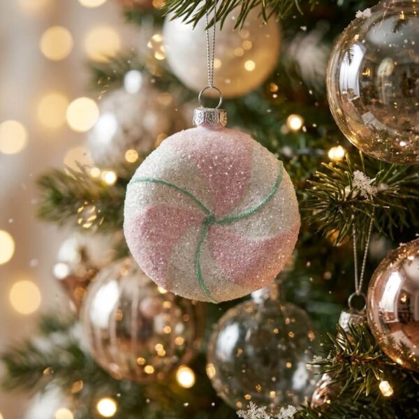 Colgante Caramelo Bicolor Rosa Navideño 2