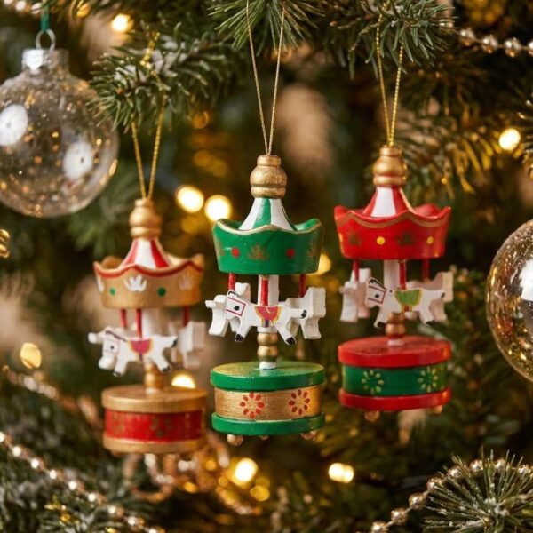 Carrusel de Madera Colgante Navideño 2