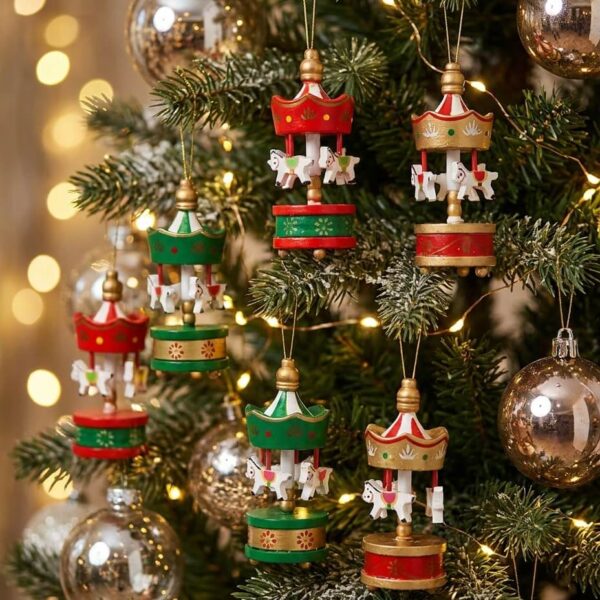 Pack 6 Carrusel de Madera Colgante Navideño 2