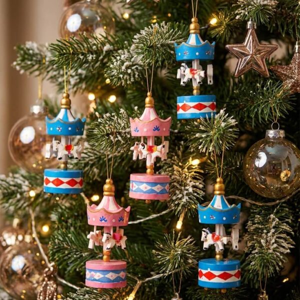 Pack 6 Carrusel de Madera Colgante Navideño 2