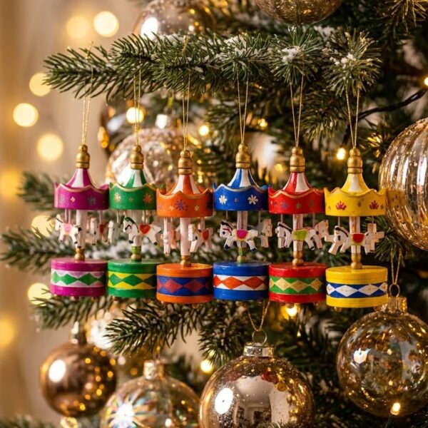 Pack 6 Carrusel de Madera Colgante Navideño 2