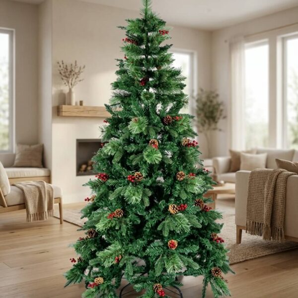 Árbol de Navidad Verde con Piñas y Bayas 2