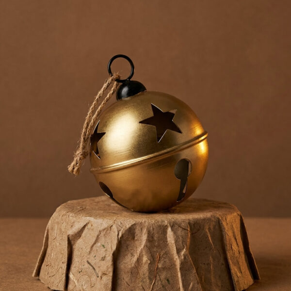 Bola Dorada Cascabel Colgante Navidad 1