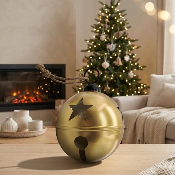 Bola Dorada Cascabel Colgante Navidad 2