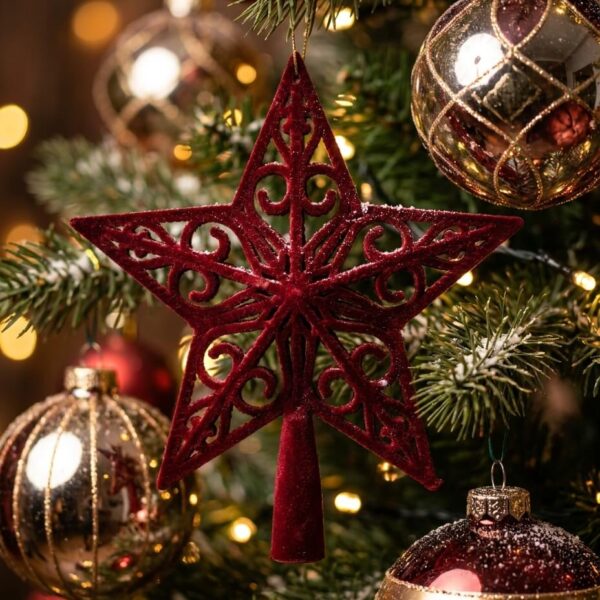 Estrella Árbol Burdeos Terciopelo 2