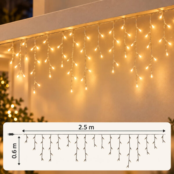 Mini Cortina de Luces LED Navidad Blanco Cálido 100 LED 2,5 m